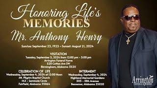 Celebration of Life for Mr. Anthony Henry