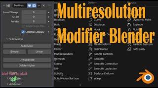 Blender , модификатор Multiresolution со всеми настройками