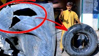 Inner tube repairing Technique | Amazing skills Tube Restoration truck tire Inner Tube