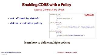 Enabling CORS with a Policy | CORS with ASPNET Core