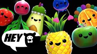 Hey Bear Sensory - Dancing Fruit! - Partytime with Avocadosaurus and Friends! - Dance Party!