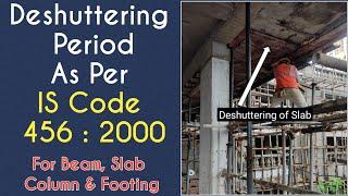 De Shuttering Period as per IS 456 | Deshuttering of formwork