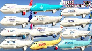 GTA V: Every Boeing 747 Jet Airplanes Real World Airlines Textures Best Crash and Fail Compilation