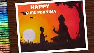 Guru purnima drawing with oil pastel for beginners - step by step