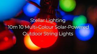 Stellar Lighting - 10m 10 Multi-Colour Solar-Powered Outdoor String Lights