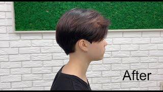 Короткая женская стрижка, круглая градация/Short women haircut