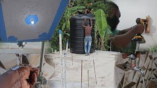 Getting the tank full with water | installing the curtain rod| on the way to complete