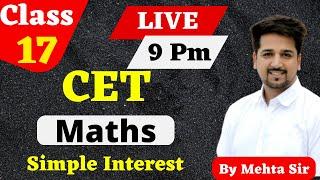 CET | HSSC | Simple Interest By Neeraj Mehta | SSC CGL Maths | Mehta Classes Maths