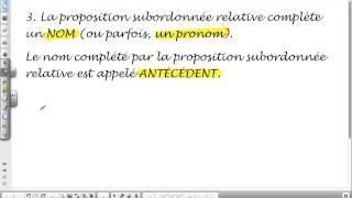 La phrase complexe (subordination) : La Proposition subordonnée relative