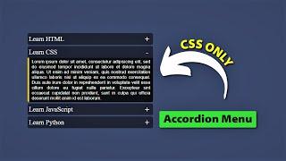 Accordion Menu Using HTML And CSS Only | Pure HTML And CSS Only