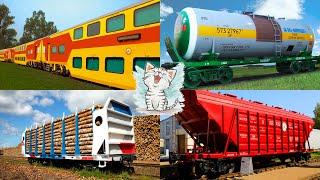 Поезда и вагоны для детей. Виды вагонов железнодорожного транспорта. Развивающие мультики для детей