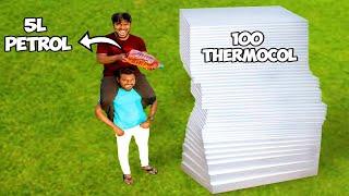 100 Thermocol Vs Petrol Experiment | Got Shocking Results | Mad Brothers