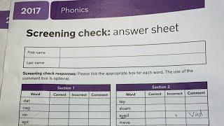 Year 1 phonics screening check