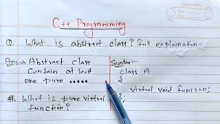 Abstract class in C++ | what is abstract class and pure virtual function in c++