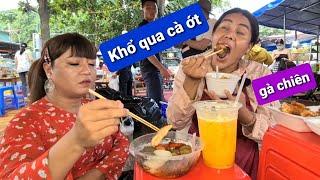 DIVA Cát Thy, Giáng Tiên review khổ qua cà ớt, đùi gà chiên vừa khai trương tại tiệm Bánh tráng trộn