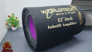 world tech 12" inch 4400watt active basstube unboxing & review || car inbuilt amplifier basstube