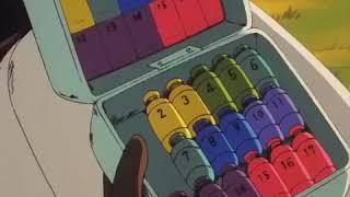 Bulma uses her capsules to build a house (Dragon ball)