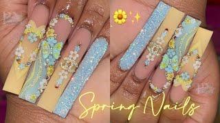 YELLOW & BLUE SPRING NAILS 🩵 | ANNOUNCING GIVEAWAY WINNER 