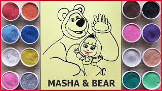 Tô màu tranh cát cô bé siêu quậy và chú gấu xiếc - Sand painting Masha & bear @ChimXinhChannel