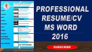 Professional CV/Resume Creation in MS Word 2016: Step-by-step Guide #graphicdesign #photoshop