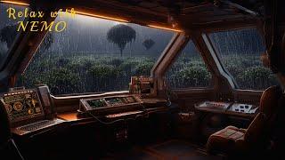 Spaceship Alien Planet Exploration - Sci-Fi Ambiance - Heavy Rain and Radio Chatter Sounds for Sleep