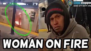 WOMAN SET ON FIRE. New York City Subway. Press Conference