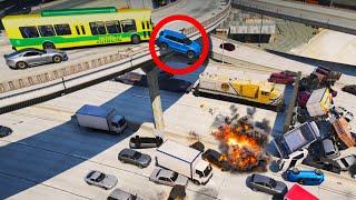 1 Hour of GTA 5 NPCs DRIVING OFF AN OVERPASS and then CRUSHED BY TRAIN