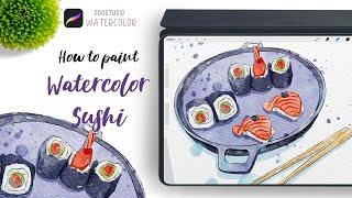 You can draw it - Japanese sushi in Procreate - digital watercolor for beginners - sushi tutorial