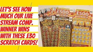 £5 scratch tickets for our Live Stream winner. £30 of £5 cards revealed