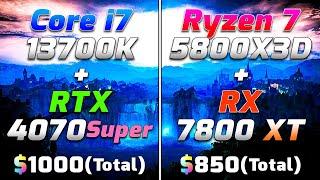 Core i7 13700K + RTX 4070 SUPER vs Ryzen 7 5800X3D + RX 7800 XT | PC Gameplay Benchmark Tested