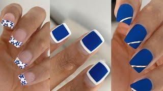 6 TRENDY summer nail art designs! | blue nail art compilation | gel polish chrome nails ideas