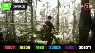 RDR 2 | GTX 1050 Ti | GTX 1650 SUPER | GTX 1660 | RTX 2060 SUPER | RTX 3050 | RTX 3060 Ti | R5 3600