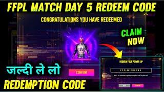 Free fire pro league Redemption Code | Ffpl match day 5 power up code | Ffpl Dream team Redeem code