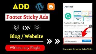 How to add Footer Sticky ads in your Website without Any Plugin | Footer sticky ads kaise lagaye