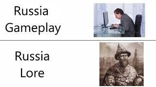 Russia Gameplay vs Lore meme