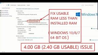 How To Fix Usable Ram Less Than Installed Ram On Windows | Best Working Method In 2024