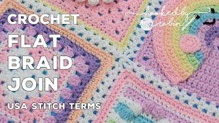 Crochet Continuous FLAT BRAID Join As You Go | Granny Square Joining