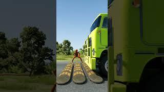 Flatbed Trailer Truck vs Speed Bump #shorts #beamngdrive #gaming #speedbumps #trending #funny