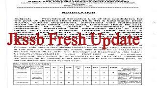 Jkssb Big Update | New Provisional List Out | Jkssb Fresh Update