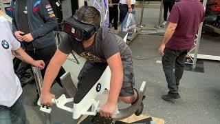 GABRIEL PILOTANDO BMW MOTORCYCLE / MOTION SIMULATOR RIDES 2019. MONTREAL, QUEBEC , CANADA.