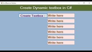 How to create textbox dynamically in C#
