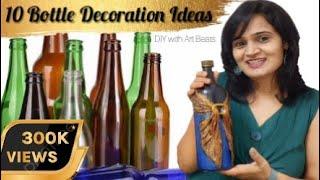 10 in 1 Bottle Decoration Ideas / Mixed Media Bottle Art / Home Decor