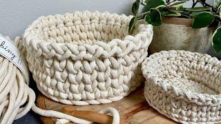 Crochet Basket with Jumbo Macrame Cord | Crochet for Beginners