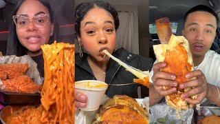 TIKTOK Mukbang Compilation | Wingstop, Birria Tacos, Chipotle, Buldak, Cane's & More!