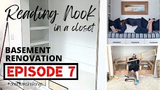 DIY Built-In Reading Nook In A Closet | Basement Renovation | One Room Challenge EPISODE 7