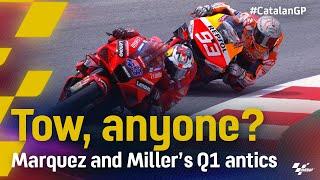 Tow, anyone? Marquez and Miller's Q1 antics | 2021 #CatalanGP