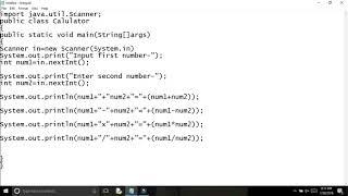 Java : program for simple calculator.(Add,sub,multiplication,div.mod.) [CMD]