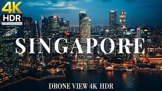 Singapore 4K drone view  Flying Over Singapore | Relaxation film with calming music - 4k HDR