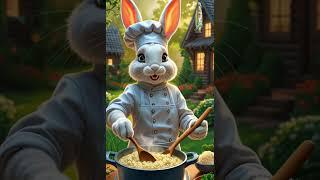 Adorable Bunny Chef Makes Yummy Mushrooms | Rabbit  #bunny #chef #outdoorkitchen #food #video