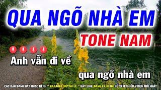 Qua Ngõ Nhà Em Karaoke Tone Nam Dm Nhạc Sống Mới Huỳnh Lê